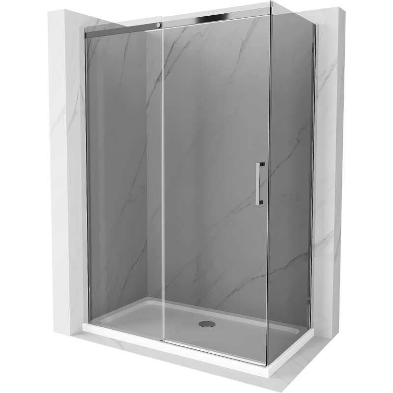 Mexen Omega posuvná sprchová kabína 130 x 70 cm, grafit, chróm + vanička Flat, biela - 825-130-070-01-40-4010