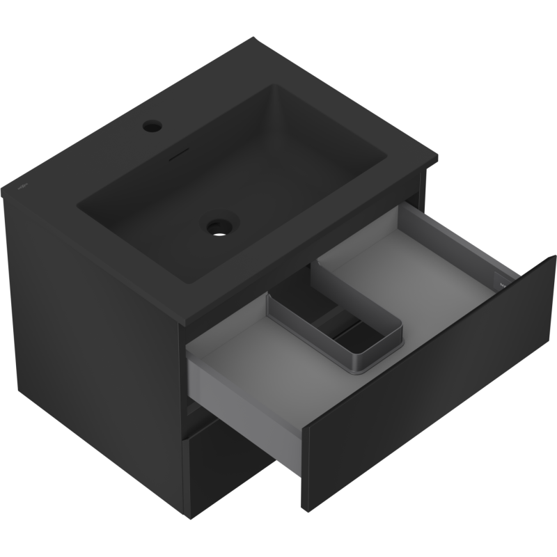 Mexen Orio kúpeľňová skrinka 60 cm s umývadlom Otis, 2 zásuvky, čierna matná - 91A10-06047-2-BFF71-W18M71