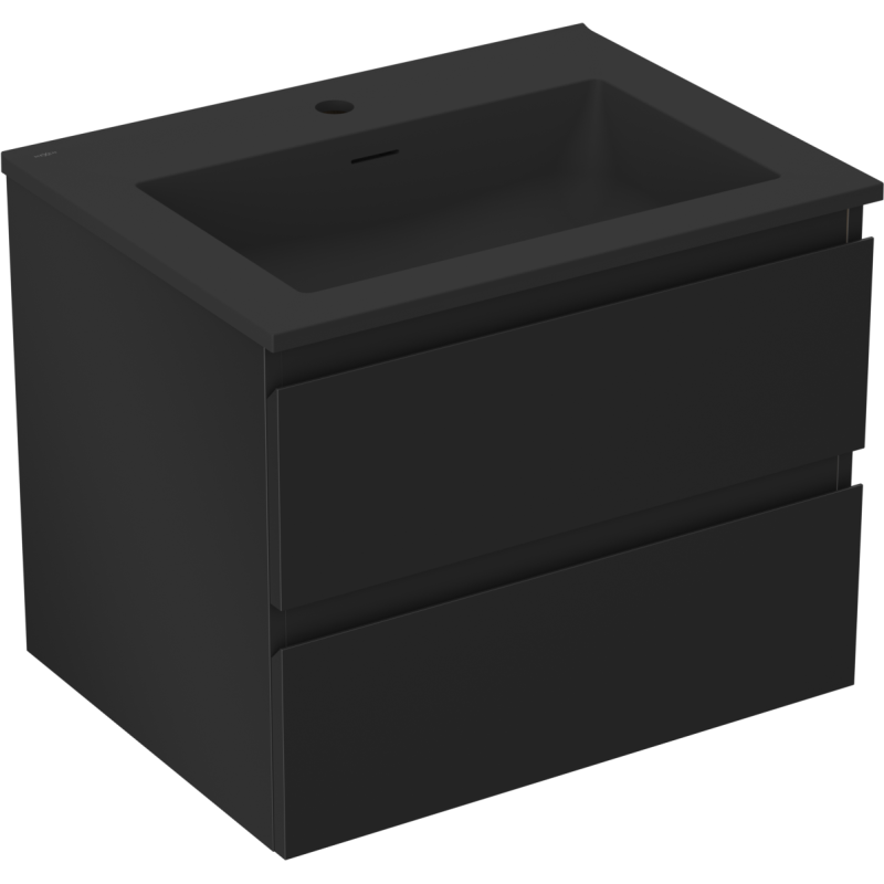 Mexen Orio kúpeľňová skrinka 60 cm s umývadlom Otis, 2 zásuvky, čierna matná - 91A10-06047-2-BFF71-W18M71