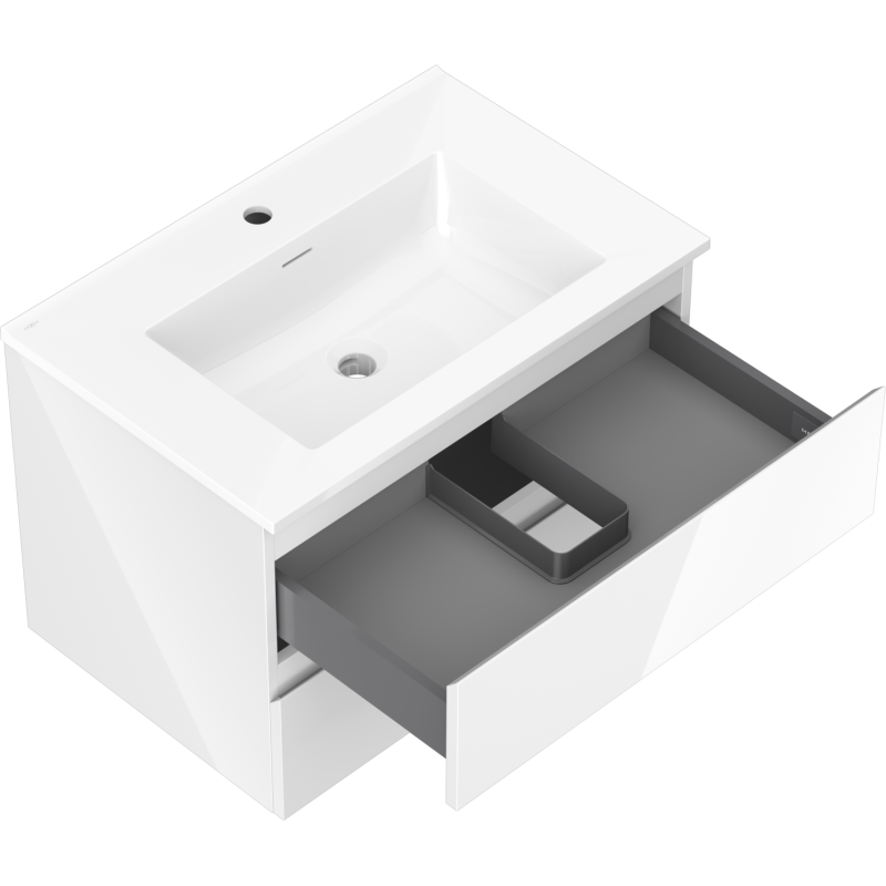 Mexen Orio kúpeľňová skrinka 70 cm s umývadlom Otis, 2 zásuvky, biela lesk - 91A10-07047-2-BFF00-W18M00