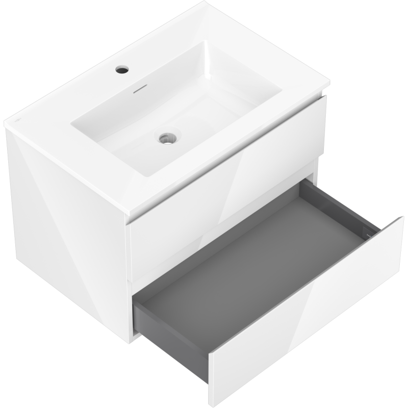 Mexen Orio kúpeľňová skrinka 70 cm s umývadlom Otis, 2 zásuvky, biela lesk - 91A10-07047-2-BFF00-W18M00