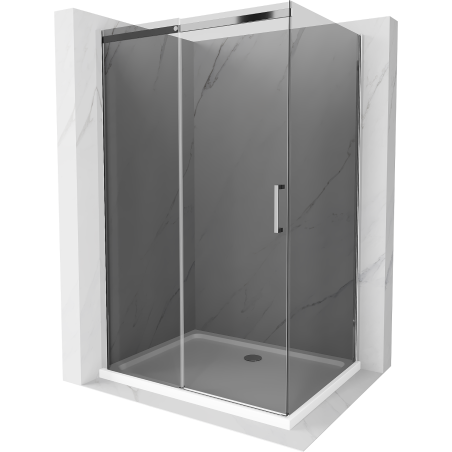 Mexen Omega sprchový kút posuvný 130 x 100 cm, grafit, chróm + vanička Flat, biela - 825-130-100-01-40-4010