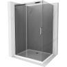 Mexen Omega sprchový kút posuvný 130 x 100 cm, grafit, chróm + vanička Flat, biela - 825-130-100-01-40-4010