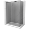 Mexen Omega posuvná sprchová kabína 140 x 80 cm, grafitová, chróm + vanička Flat, biela - 825-140-080-01-40-4010