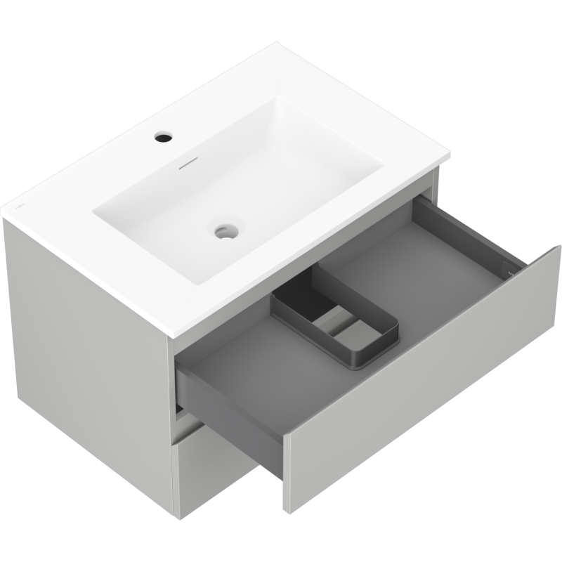 Mexen Orio kúpeľňová skrinka 70 cm s umývadlom Otis, 2 zásuvky, sivá matná/biela matná - 91A10-07047-2-BFF62-W18M01