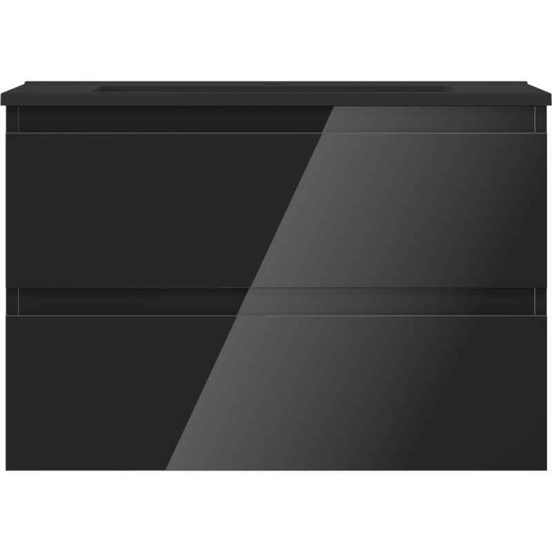 Mexen Orio kúpeľňová skrinka 70 cm s umývadlom Otis, 2 zásuvky, čierny lesk/čierny mat - 91A10-07047-2-BFF70-W18M71