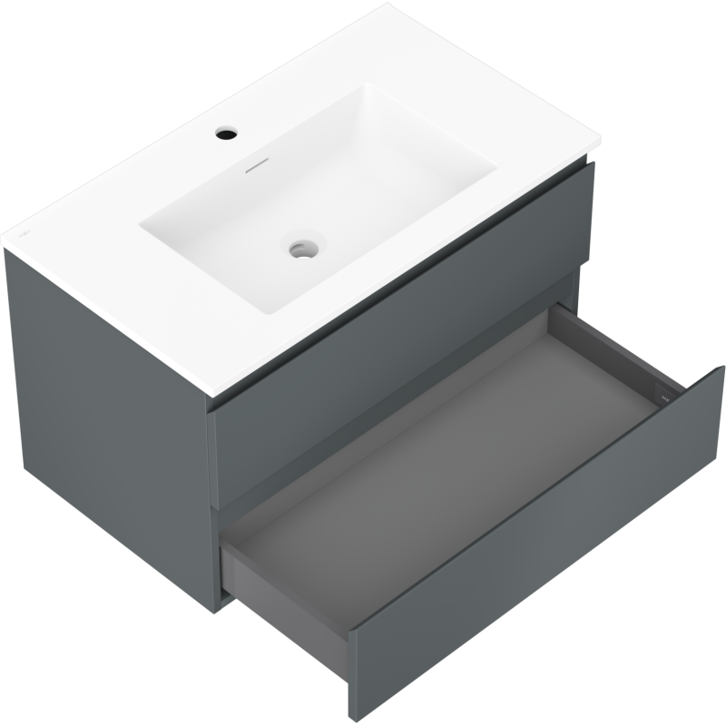 Mexen Orio kúpeľňová skrinka 80 cm s umývadlom Otis, 2 zásuvky, grafit mat/biela mat - 91A10-08047-2-BFF66-W18M01