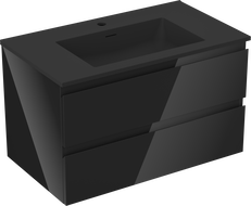 Mexen Orio kúpeľňová skrinka 80 cm s umývadlom Otis, 2 zásuvky, čierny lesk/čierny mat - 91A10-08047-2-BFF70-W18M71