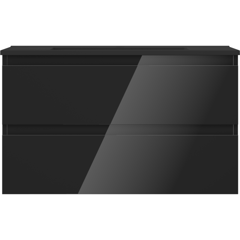 Mexen Orio kúpeľňová skrinka 80 cm s umývadlom Otis, 2 zásuvky, čierny lesk/čierny mat - 91A10-08047-2-BFF70-W18M71