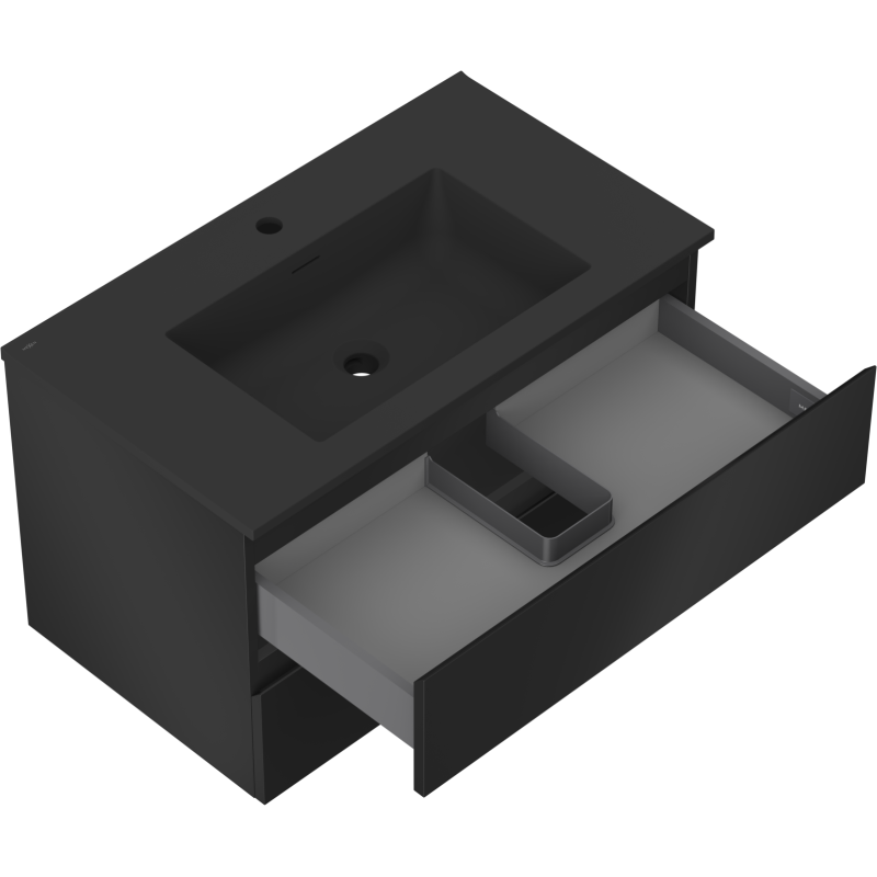 Mexen Orio kúpeľňová skrinka 80 cm s umývadlom Otis, 2 zásuvky, čierna matná - 91A10-08047-2-BFF71-W18M71