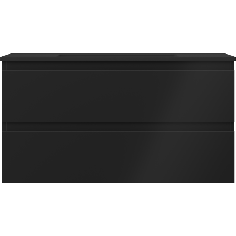 Mexen Orio kúpeľňová skrinka 90 cm s umývadlom Otis, 2 zásuvky, čierna matná - 91A10-09047-2-BFF71-W18M71