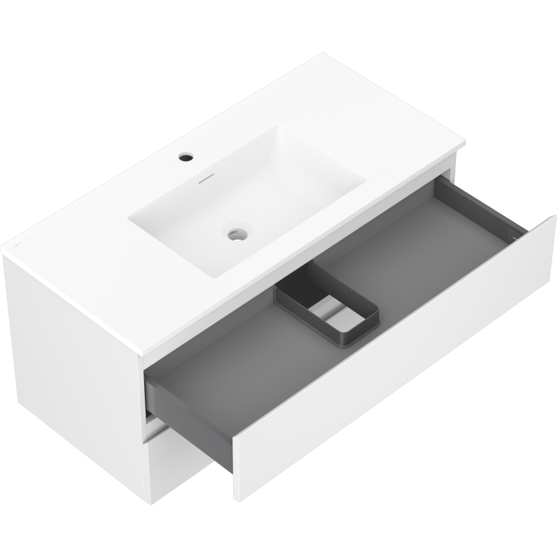 Mexen Orio kúpeľňová skrinka 100 cm s umývadlom Otis, 2 zásuvky, biela mat - 91A10-10047-2-BFF01-W18M01