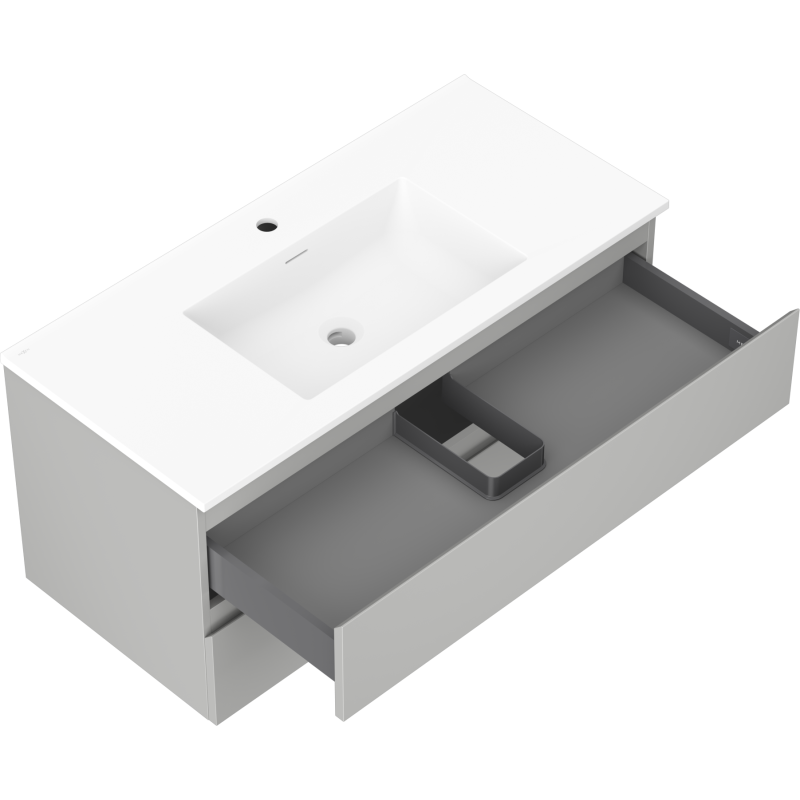 Mexen Orio kúpeľňová skrinka 100 cm s umývadlom Otis, 2 zásuvky, sivá matná/biela matná - 91A10-10047-2-BFF62-W18M01