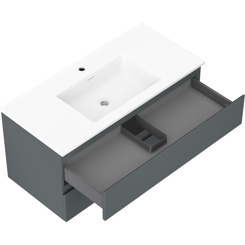 Mexen Orio kúpeľňová skrinka 100 cm s umývadlom Otis, 2 zásuvky, grafitová matná/biela matná - 91A10-10047-2-BFF66-W18M01