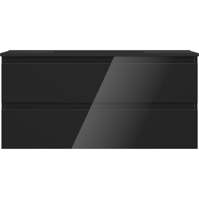 Mexen Orio kúpeľňová skrinka 100 cm s umývadlom Otis, 2 zásuvky, čierny lesk/čierny mat - 91A10-10047-2-BFF70-W18M71