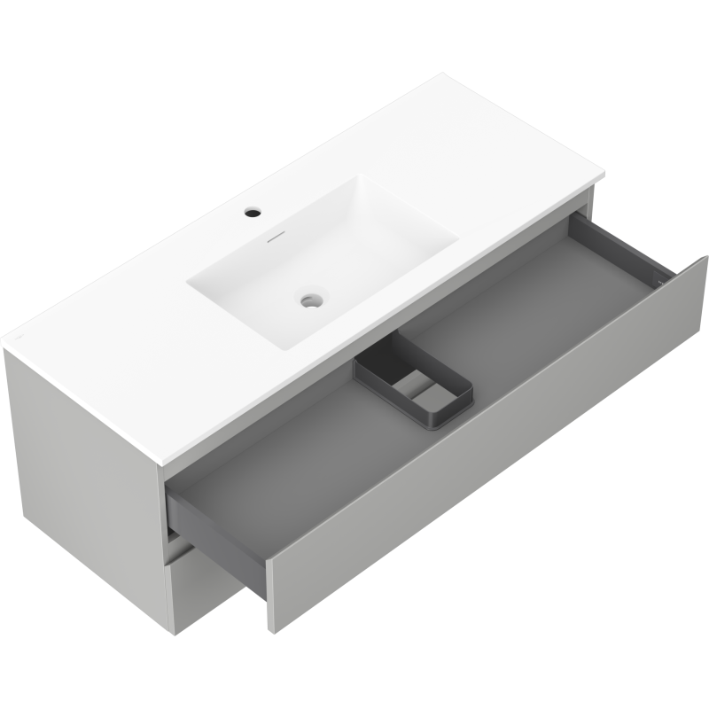 Mexen Orio kúpeľňová skrinka 120 cm s umývadlom Otis, 2 zásuvky, sivá matná/biela matná - 91A10-12047-2-BFF62-W18M01