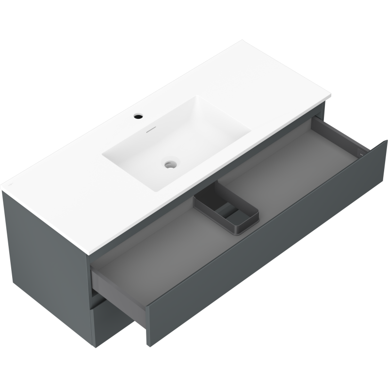 Mexen Orio kúpeľňová skrinka 120 cm s umývadlom Otis, 2 zásuvky, grafit mat/biela mat - 91A10-12047-2-BFF66-W18M01