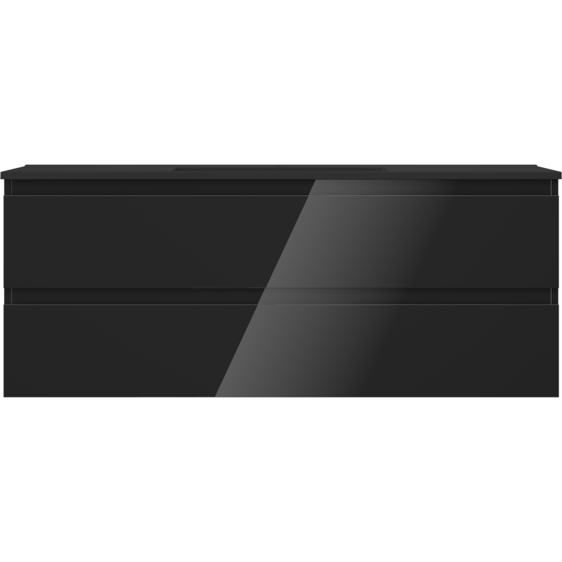 Mexen Orio Kúpeľňová Skrinka 120 cm s Umývadlom Otis, 2 Zásuvky, Čierny Lesk/Čierny Mat - 91A10-12047-2-BFF70-W18M71