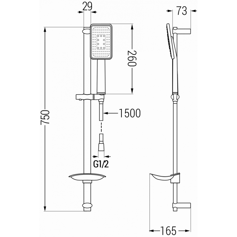 Mexen DB54 čierny posuvný sprchový set - 785544584-71