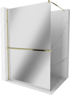 Mexen Kioto+ sprchová stena s poličkou a lištou 110 x 200 cm, zrkadlo 8 mm, zlatá - 800-110-121-50-50
