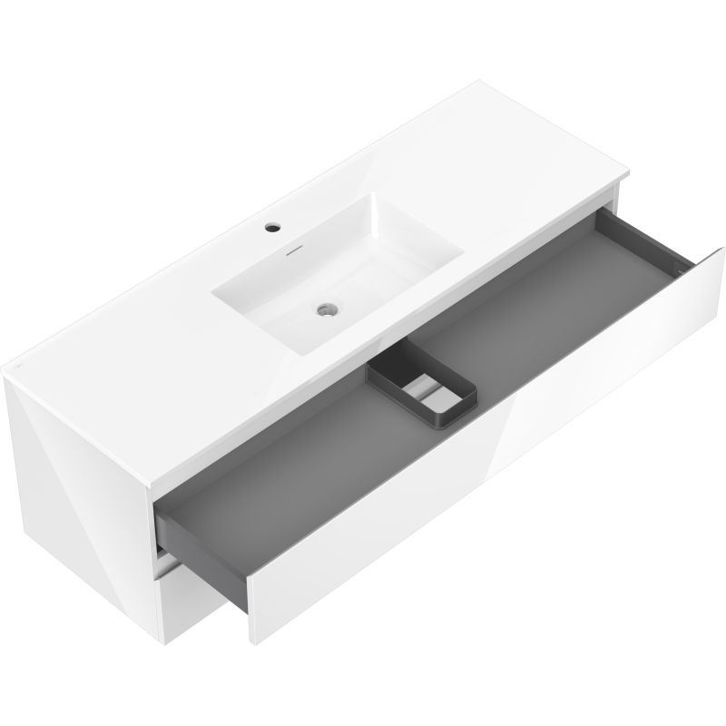 Mexen Orio kúpeľňová skrinka 140 cm s umývadlom Otis, 2 zásuvky, biely lesk - 91A10-14047-2-BFF00-W18M00