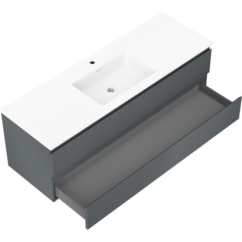 Mexen Orio kúpeľňová skrinka 140 cm s umývadlom Otis, 2 zásuvky, grafitová matná/biela matná - 91A10-14047-2-BFF66-W18M01