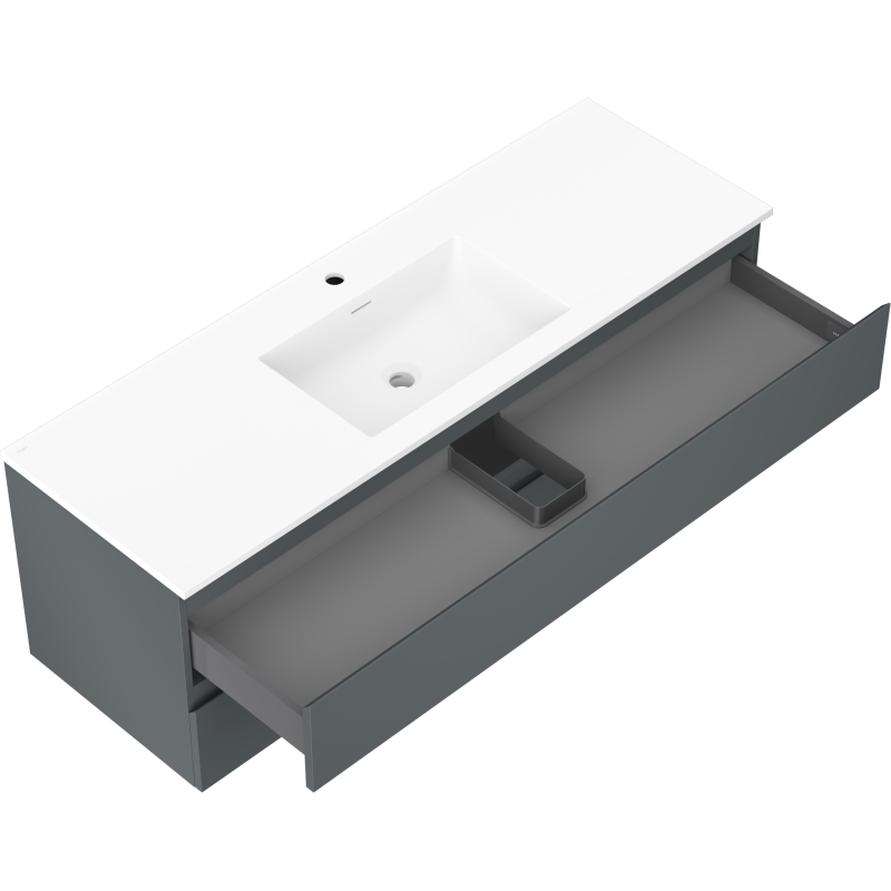 Mexen Orio kúpeľňová skrinka 140 cm s umývadlom Otis, 2 zásuvky, grafitová matná/biela matná - 91A10-14047-2-BFF66-W18M01