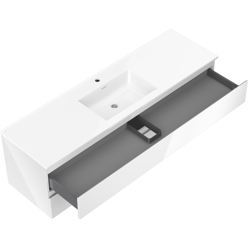 Mexen Orio kúpeľňová skrinka 160 cm s umývadlom Otis, 2 zásuvky, biela lesk - 91A10-16047-2-BFF00-W18M00
