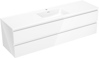Mexen Orio kúpeľňová skrinka 160 cm s umývadlom Otis, 2 zásuvky, biela lesk - 91A10-16047-2-BFF00-W18M00