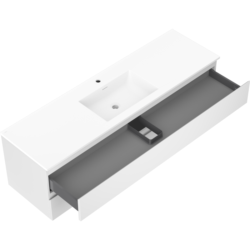 Mexen Orio kúpeľňová skrinka 160 cm s umývadlom Otis, 2 zásuvky, biela matná - 91A10-16047-2-BFF01-W18M01