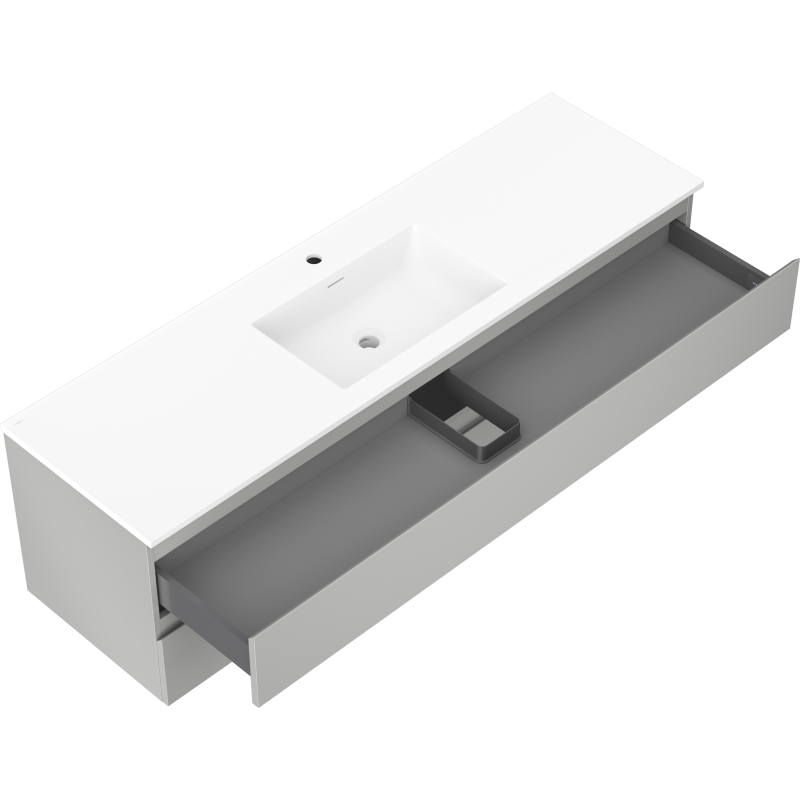 Mexen Orio kúpeľňová skrinka 160 cm s umývadlom Otis, 2 zásuvky, sivá matná/biela matná - 91A10-16047-2-BFF62-W18M01
