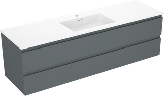 Mexen Orio kúpeľňová skrinka 160 cm s umývadlom Otis, 2 zásuvky, grafit matná/biela matná - 91A10-16047-2-BFF66-W18M01