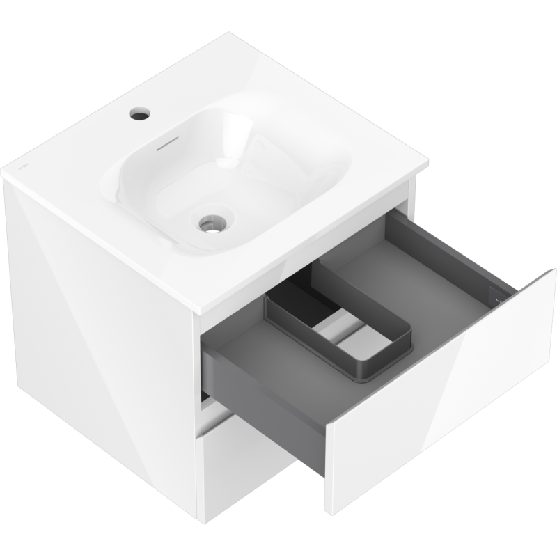 Mexen Orio kúpeľňová skrinka 50 cm s umývadlom Vela, 2 zásuvky, biela lesk - 91A10-05047-2-BFF00-W23M00