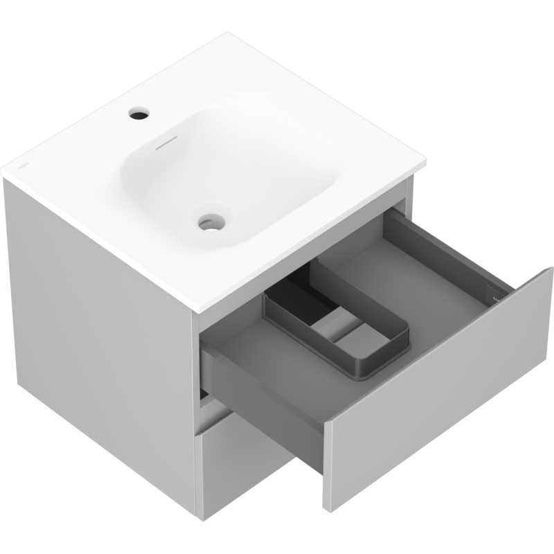 Mexen Orio kúpeľňová skrinka 50 cm s umývadlom Vela, 2 zásuvky, sivá matná/biela matná - 91A10-05047-2-BFF62-W23M01