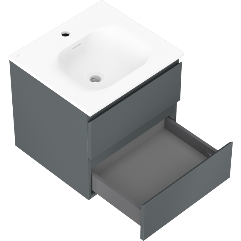 Mexen Orio kúpeľňová skrinka 50 cm s umývadlom Vela, 2 zásuvky, grafit mat/biela mat - 91A10-05047-2-BFF66-W23M01