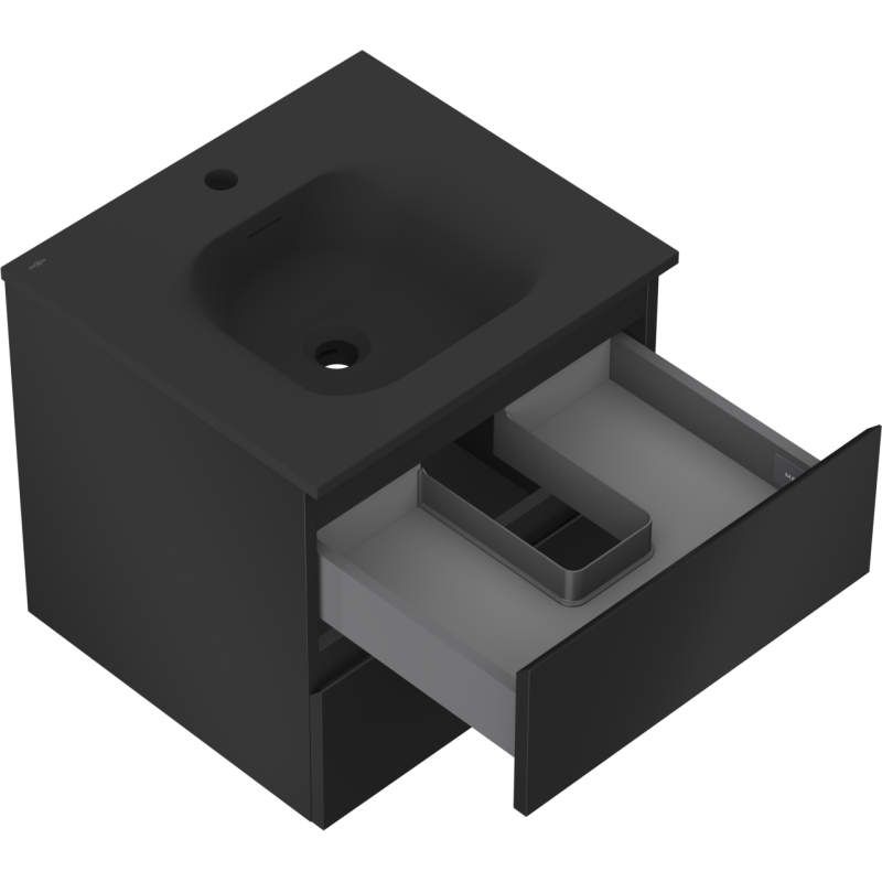 Mexen Orio kúpeľňová skrinka 50 cm s umývadlom Vela, 2 zásuvky, čierna matná - 91A10-05047-2-BFF71-W23M71