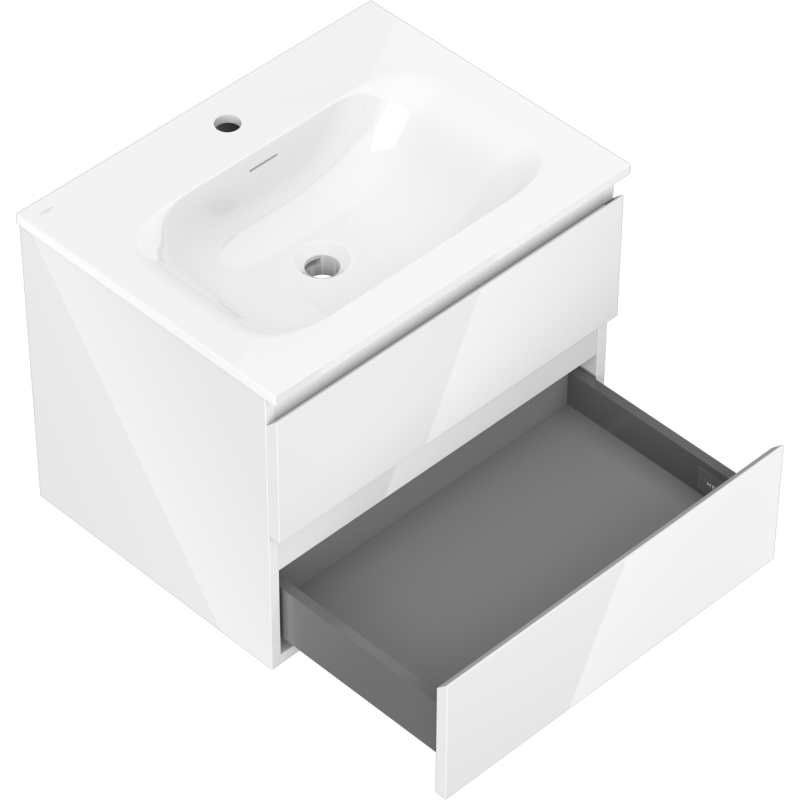 Mexen Orio kúpeľňová skrinka 60 cm s umývadlom Vela, 2 zásuvky, biely lesk - 91A10-06047-2-BFF00-W23M00