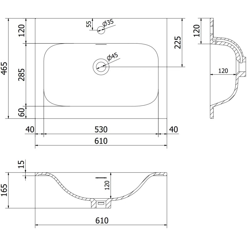Mexen Orio kúpeľňová skrinka 60 cm s umývadlom Vela, 2 zásuvky, sivá matná/biela matná - 91A10-06047-2-BFF62-W23M01