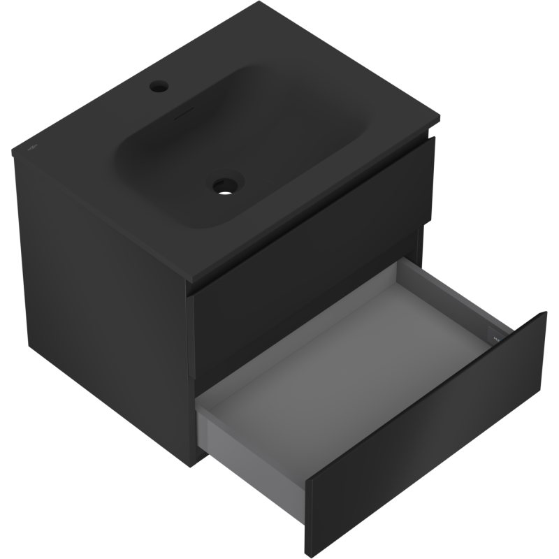 Mexen Orio kúpeľňová skrinka 60 cm s umývadlom Vela, 2 zásuvky, čierna mat - 91A10-06047-2-BFF71-W23M71