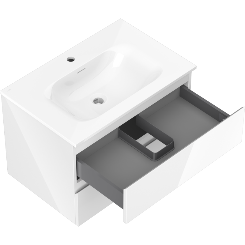 Mexen Orio kúpeľňová skrinka 70 cm s umývadlom Vela, 2 zásuvky, biely lesk - 91A10-07047-2-BFF00-W23M00