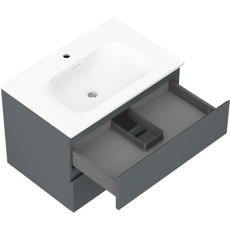 Mexen Orio kúpeľňová skrinka 70 cm s umývadlom Vela, 2 zásuvky, grafit mat/biela mat - 91A10-07047-2-BFF66-W23M01