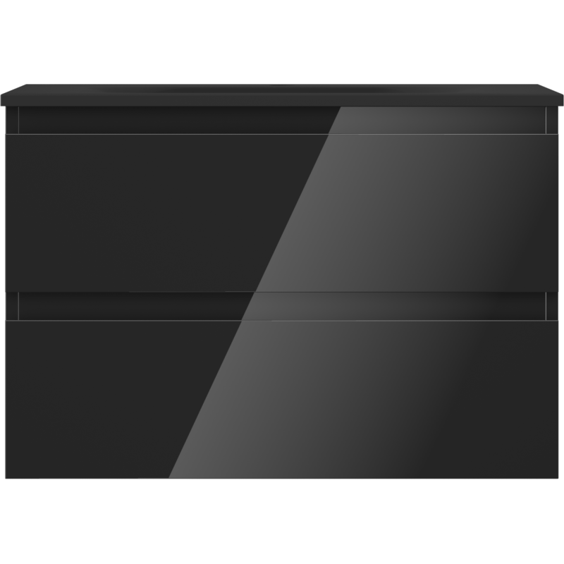 Mexen Orio kúpeľňová skrinka 70 cm s umývadlom Vela, 2 zásuvky, čierny lesk/čierny mat - 91A10-07047-2-BFF70-W23M71