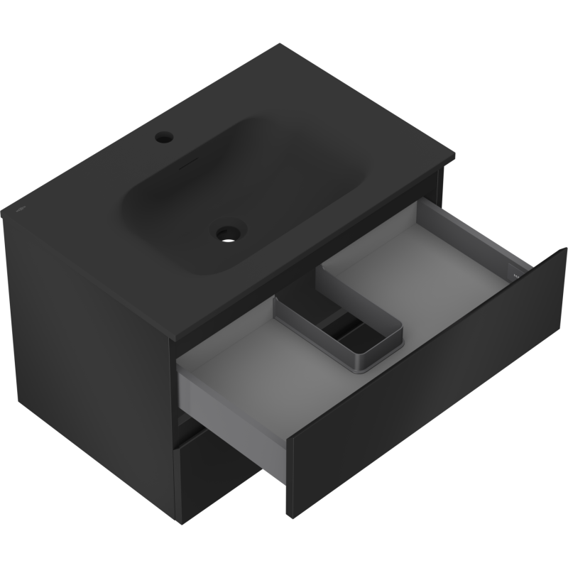 Mexen Orio kúpeľňová skrinka 70 cm s umývadlom Vela, 2 zásuvky, čierna matná - 91A10-07047-2-BFF71-W23M71