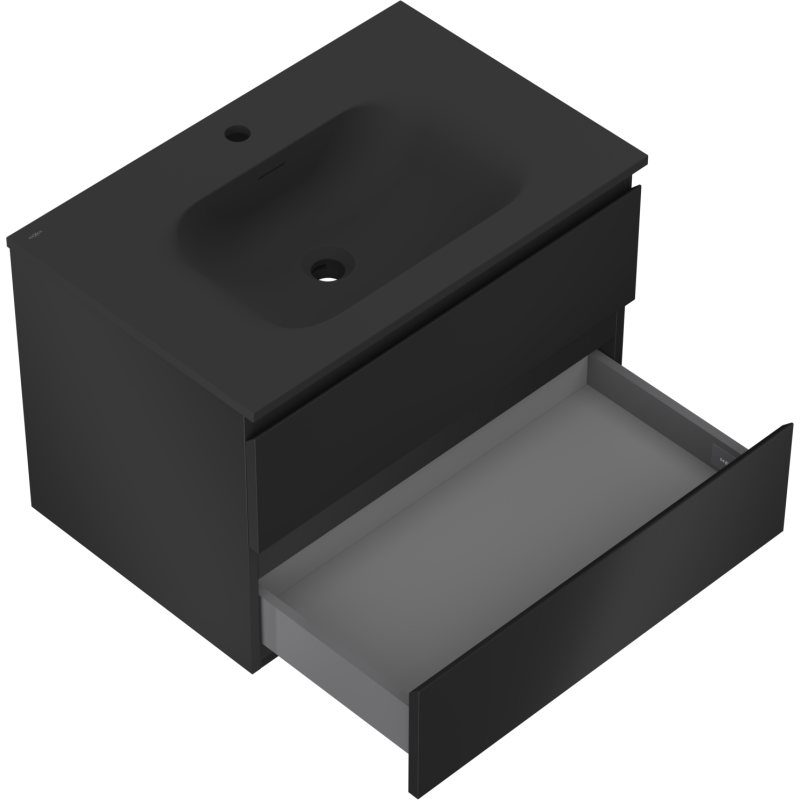 Mexen Orio kúpeľňová skrinka 70 cm s umývadlom Vela, 2 zásuvky, čierna matná - 91A10-07047-2-BFF71-W23M71
