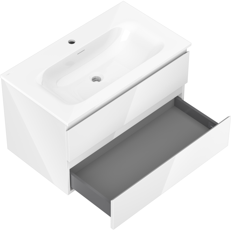 Mexen Orio kúpeľňová skrinka 80 cm s umývadlom Vela, 2 zásuvky, biely lesk - 91A10-08047-2-BFF00-W23M00