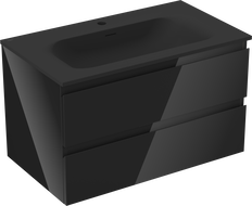 Mexen Orio kúpeľňová skrinka 80 cm s umývadlom Vela, 2 zásuvky, čierny lesk/čierny mat - 91A10-08047-2-BFF70-W23M71