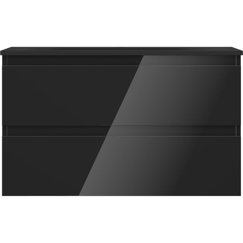 Mexen Orio kúpeľňová skrinka 80 cm s umývadlom Vela, 2 zásuvky, čierny lesk/čierny mat - 91A10-08047-2-BFF70-W23M71