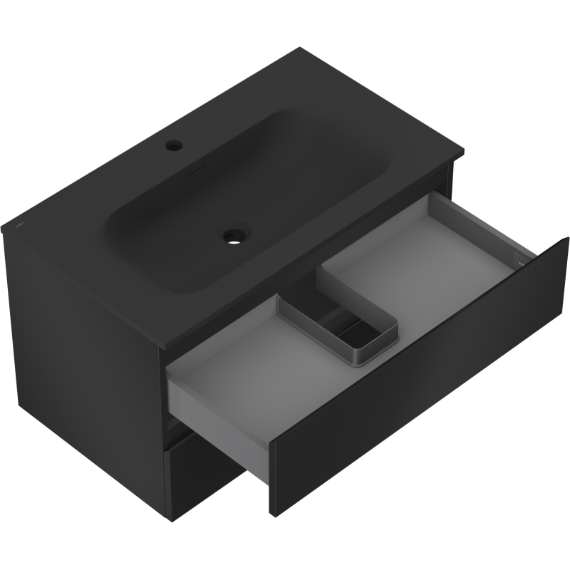 Mexen Orio kúpeľňová skrinka 80 cm s umývadlom Vela, 2 zásuvky, čierna matná - 91A10-08047-2-BFF71-W23M71