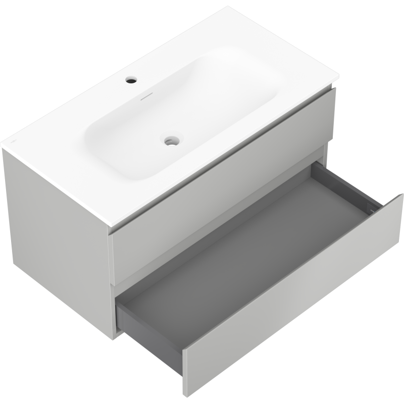 Mexen Orio kúpeľňová skrinka 90 cm s umývadlom Vela, 2 zásuvky, sivá matná/biela matná - 91A10-09047-2-BFF62-W23M01