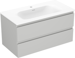 Mexen Orio kúpeľňová skrinka 90 cm s umývadlom Vela, 2 zásuvky, sivá matná/biela matná - 91A10-09047-2-BFF62-W23M01